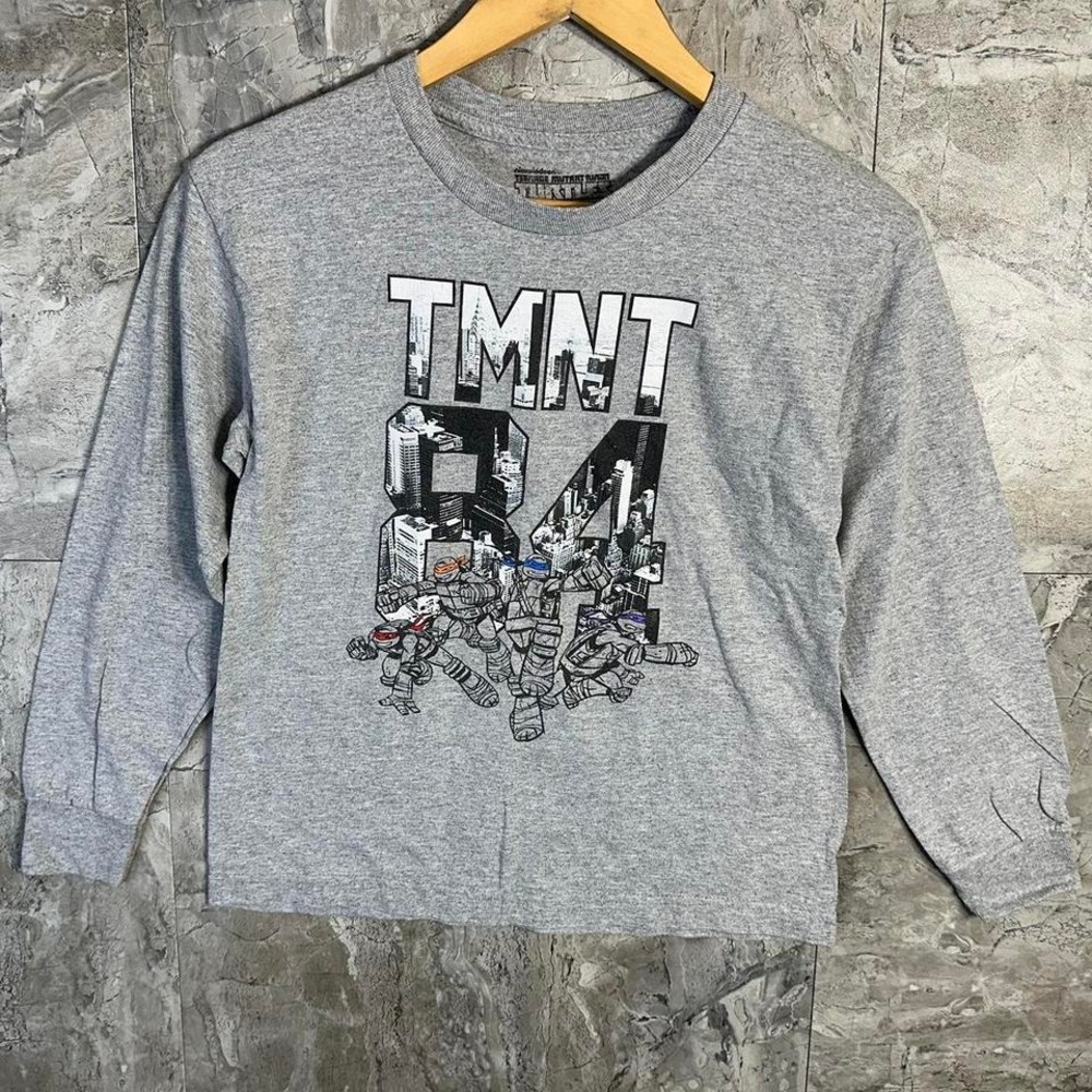 Grey long sleeve TMNT 2014 cartoon‎ shirt  Kids Medium 7-8 #TMNT